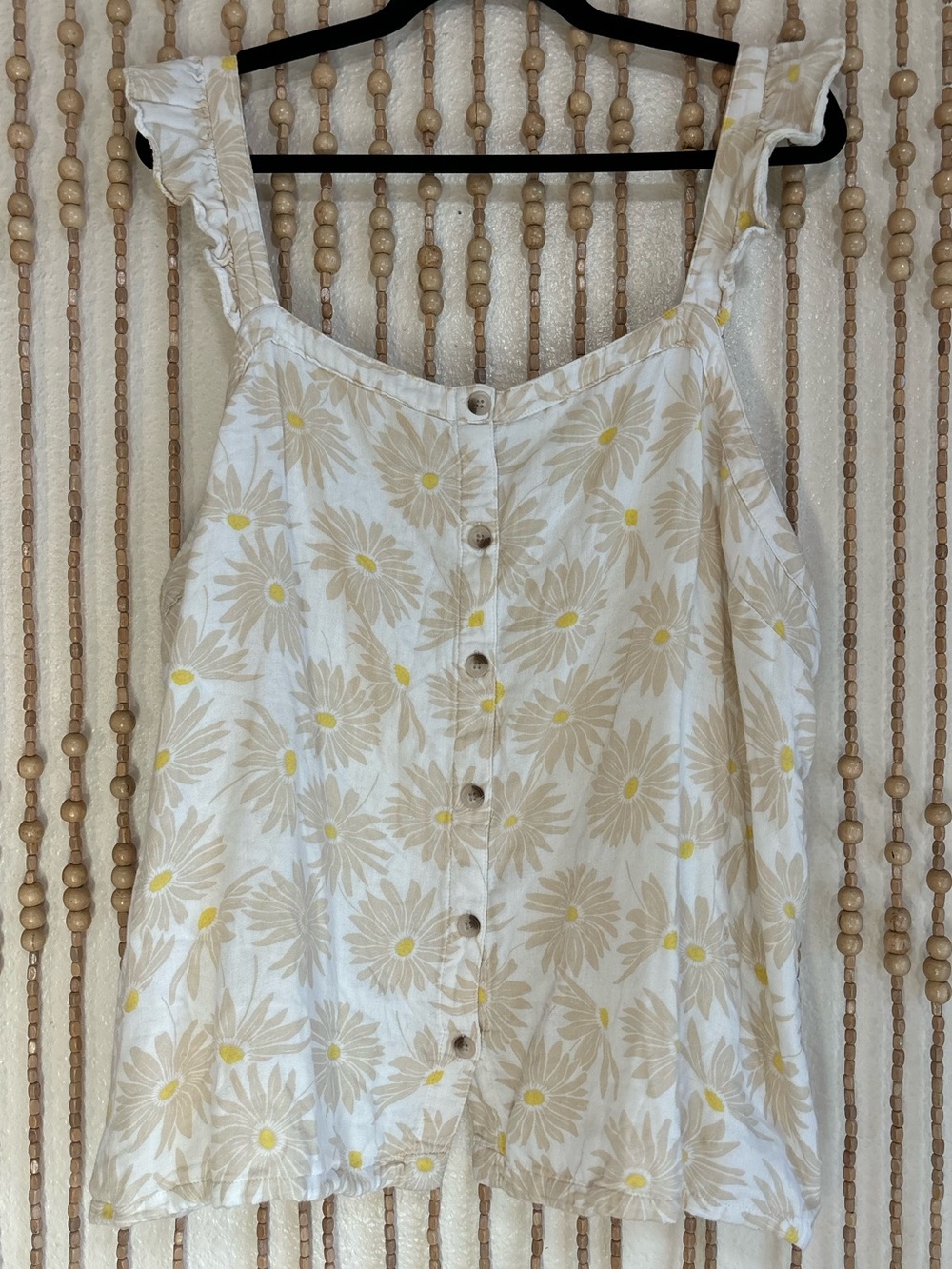 torrid White Cream Floral Button-Front Tank Top